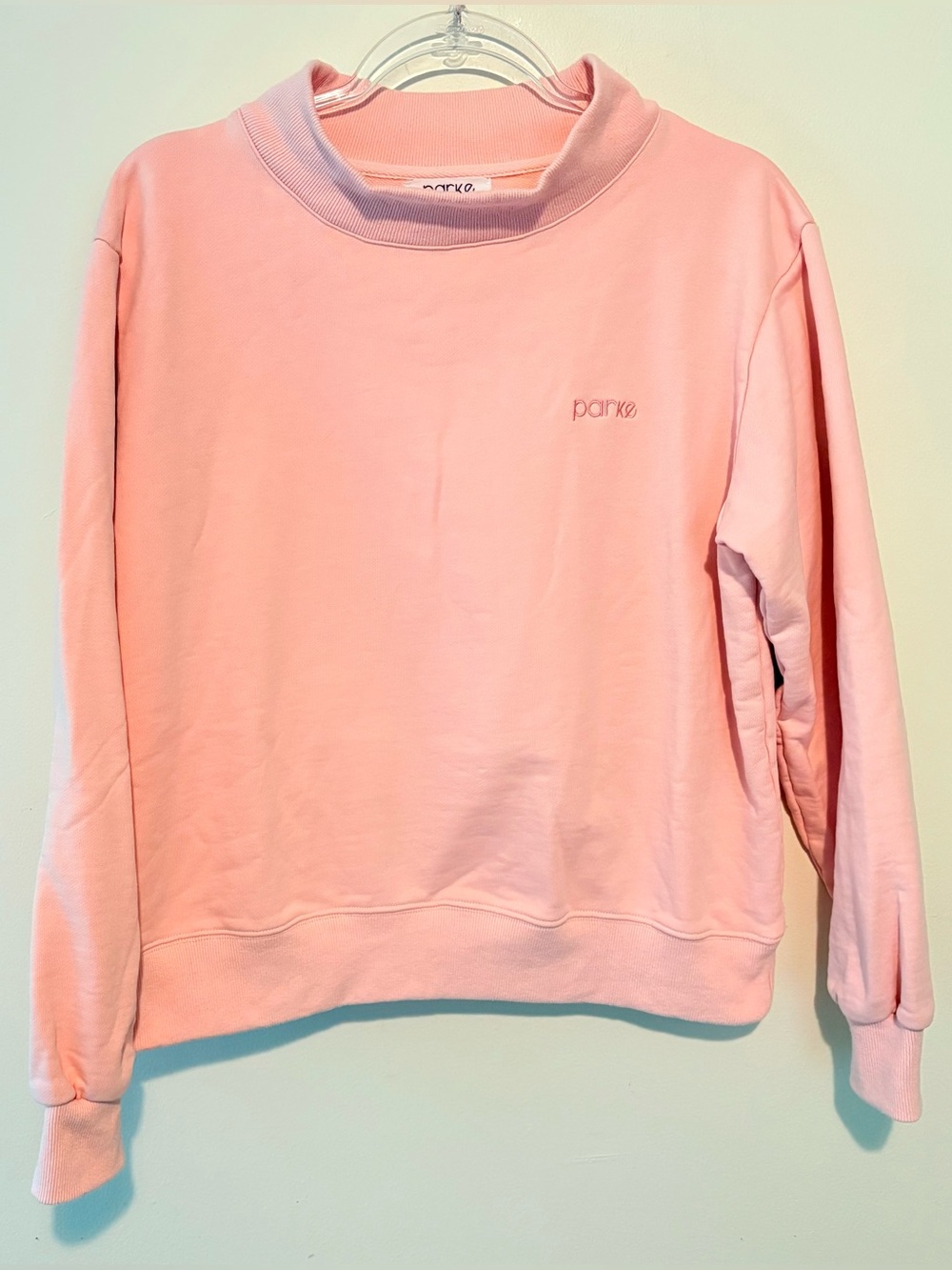 Parke heritage mock neck in pink with small embroidered logo